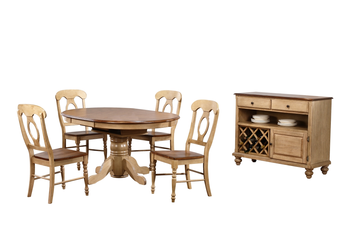 Brook Round or Oval Butterfly Leaf Dining Set & Server - 6 Piece