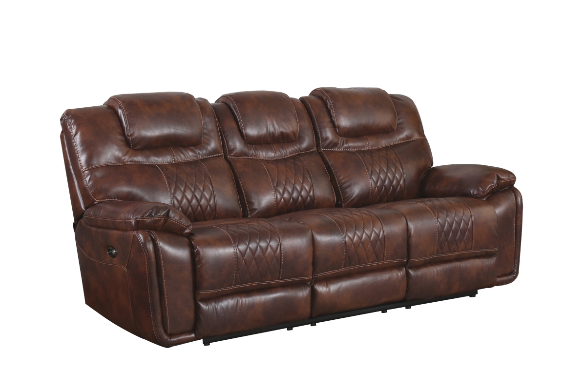 Diamond Power Dual Reclining Sofa Brown Leather Gel