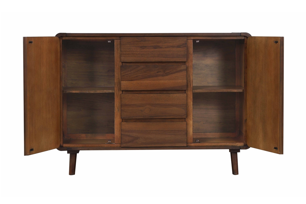 35.25 x 48 x 17 in. Mid Century Server with 4 Drawers & 2 Cabinets - Danish Walnut