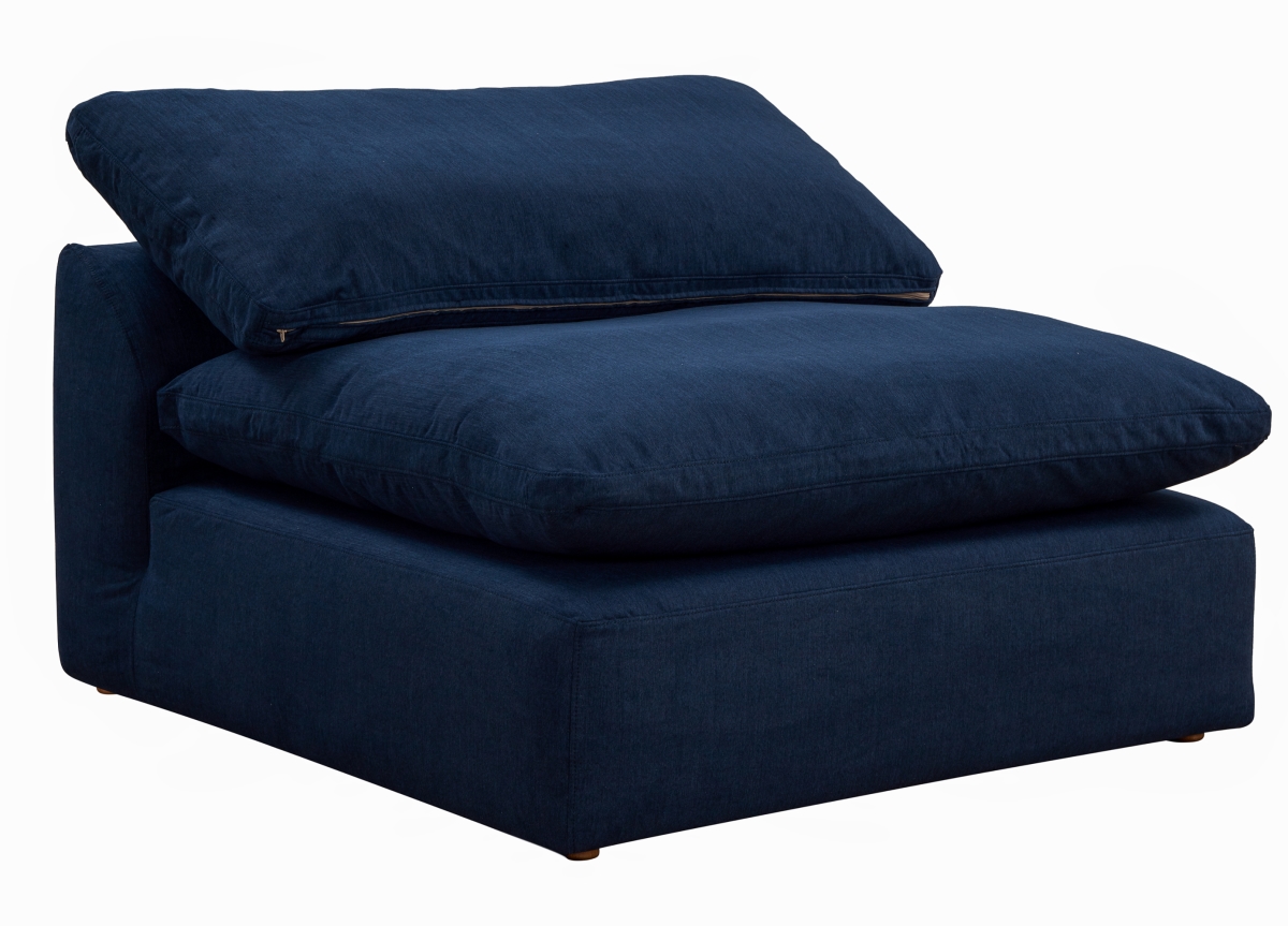 36 x 44 x 44 in. Cloud Puff Slipcovered Armless Chair for Sofa Sectional Modular with Performance Fabric - Navy Blue