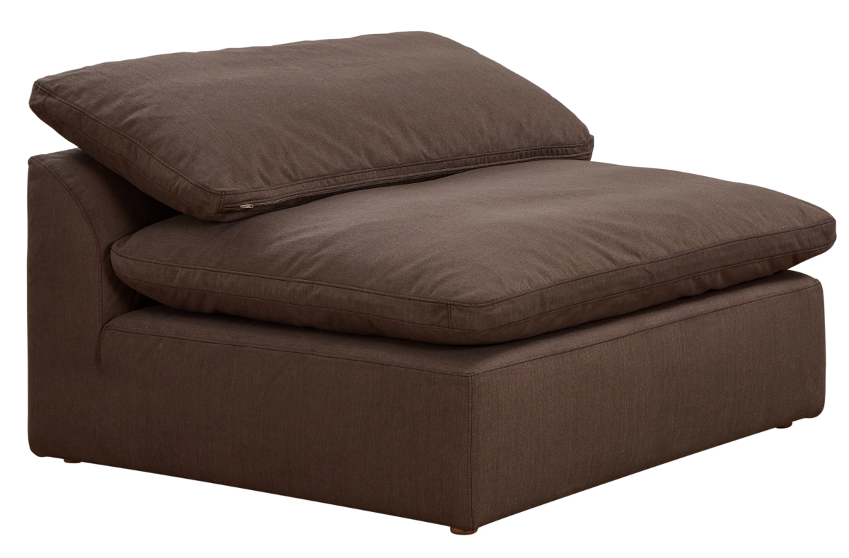36 x 44 x 44 in. Cloud Puff Slipcovered Armless Chair for Sofa Sectional Modular with Performance Fabric - Contemporary Brown