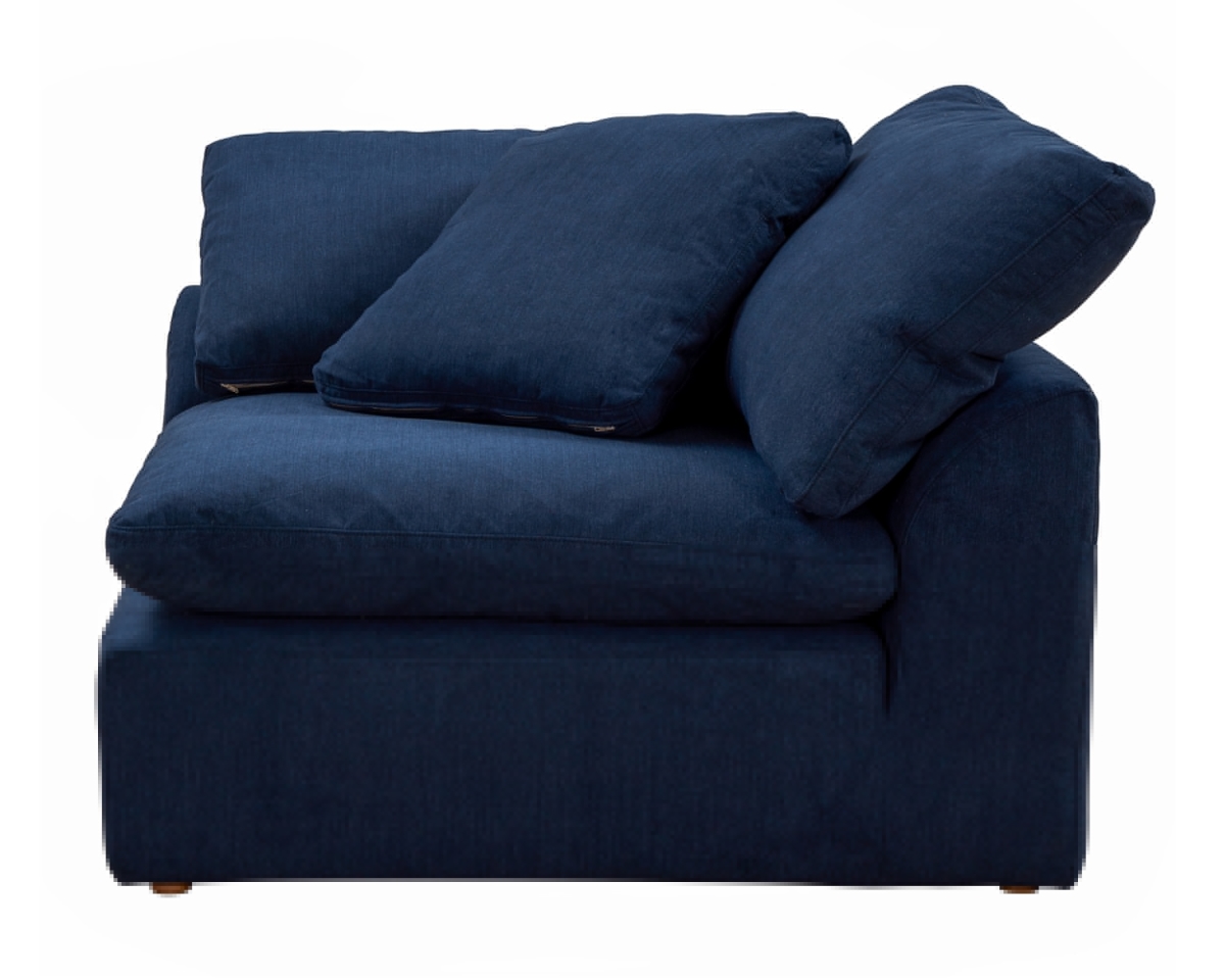 Cloud Puff Slipcovered Arm Chair Modular Corner Sectional Performance Fabric Sofa Navy Blue