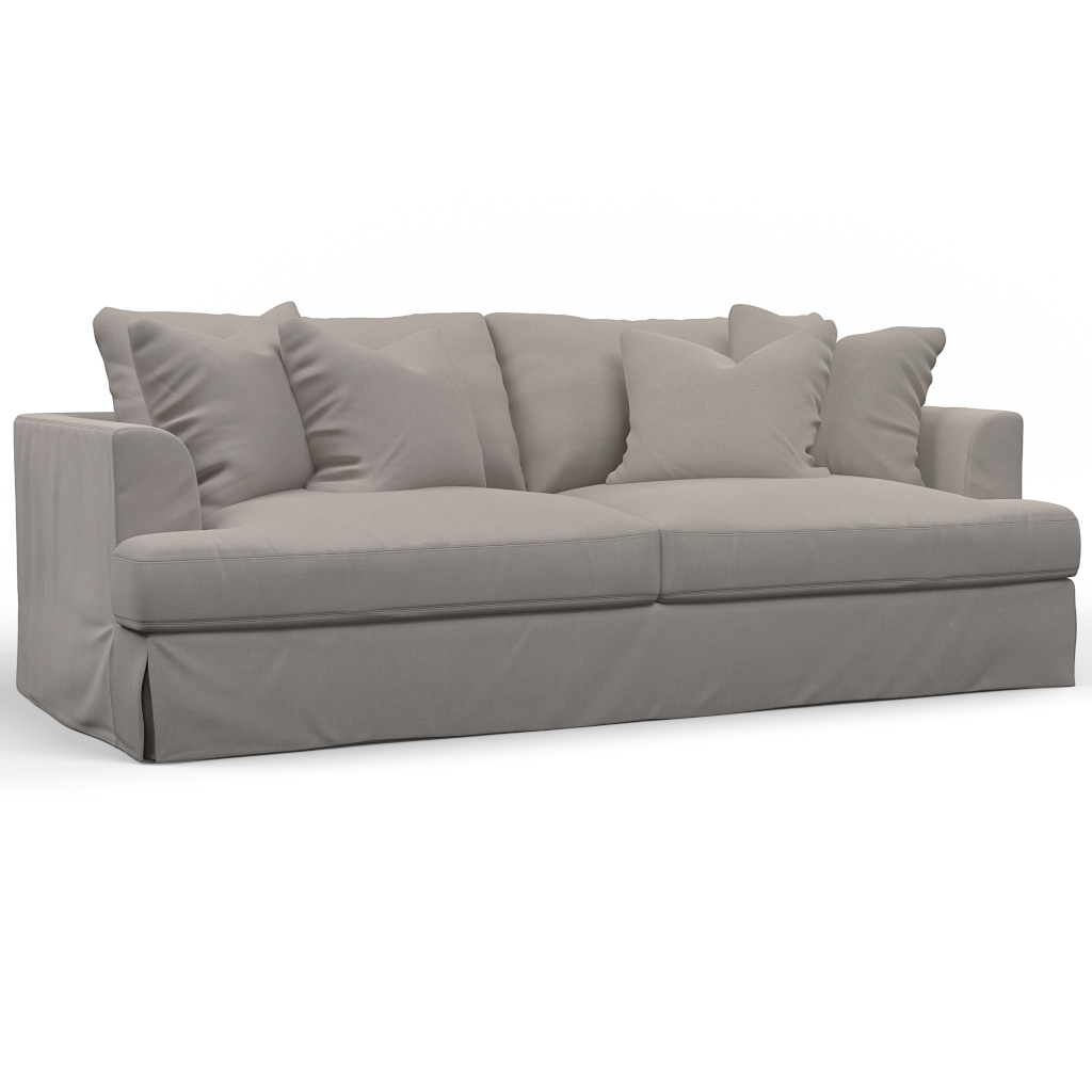 94 in. Newport Slipcovered Recessed Fin Arm Sofa Gray