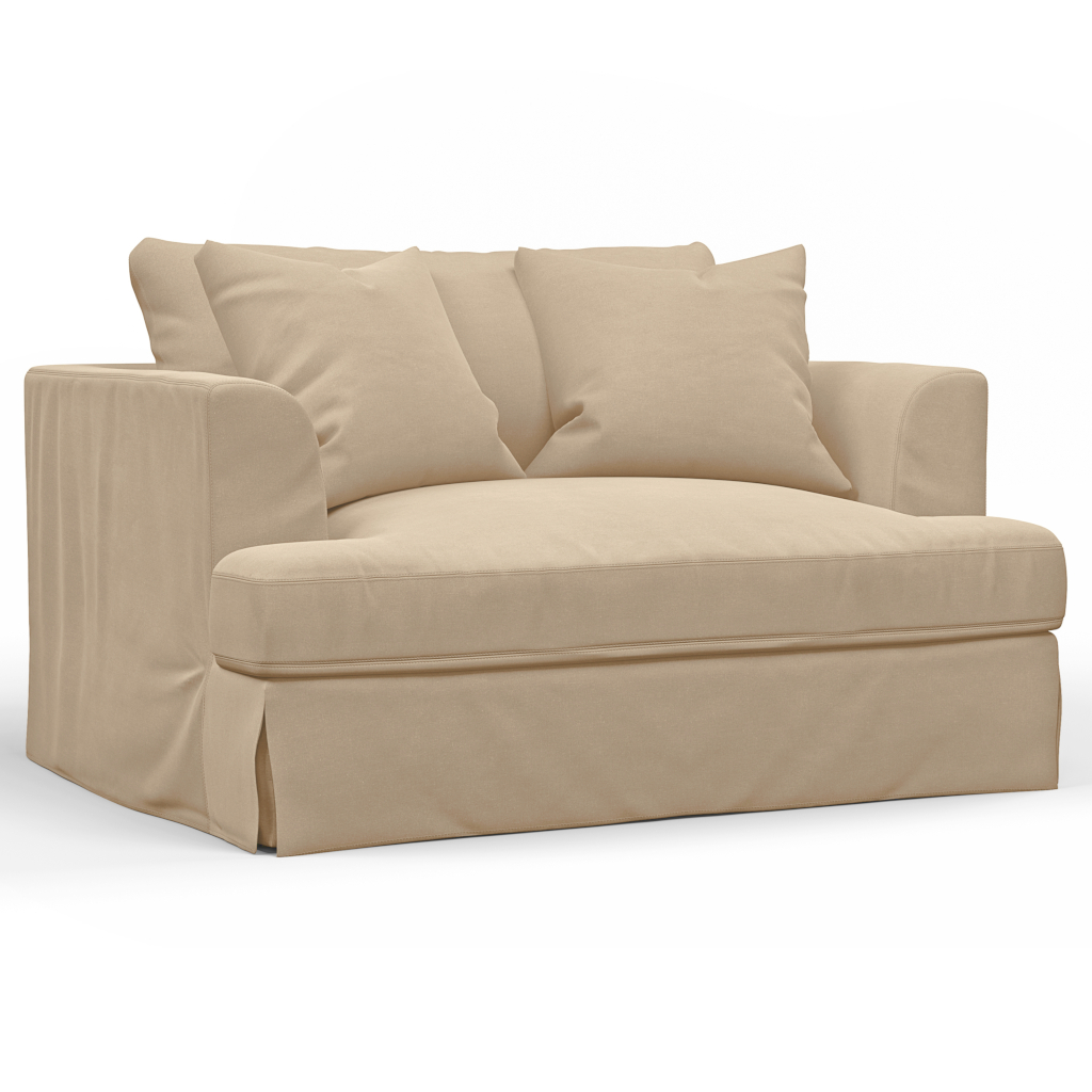 Newport Slipcovered Chair & A Half Sofa Tan