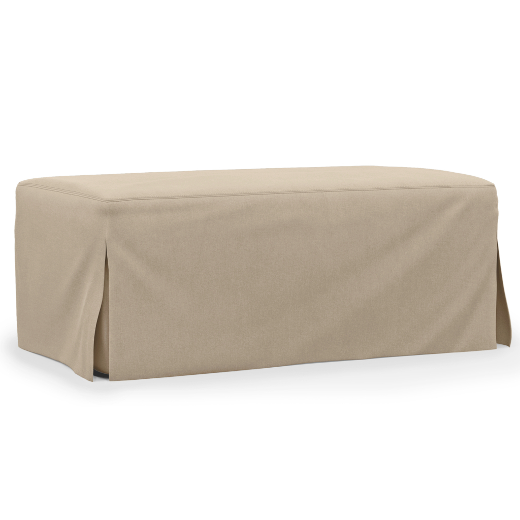 Newport Slipcovered Ottoman Tan
