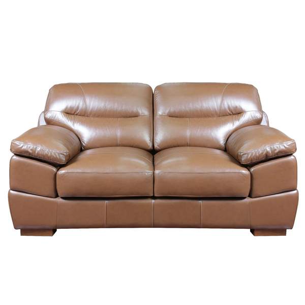73 in. Jayson Top Grain Leather Loveseat Chestnut Brown