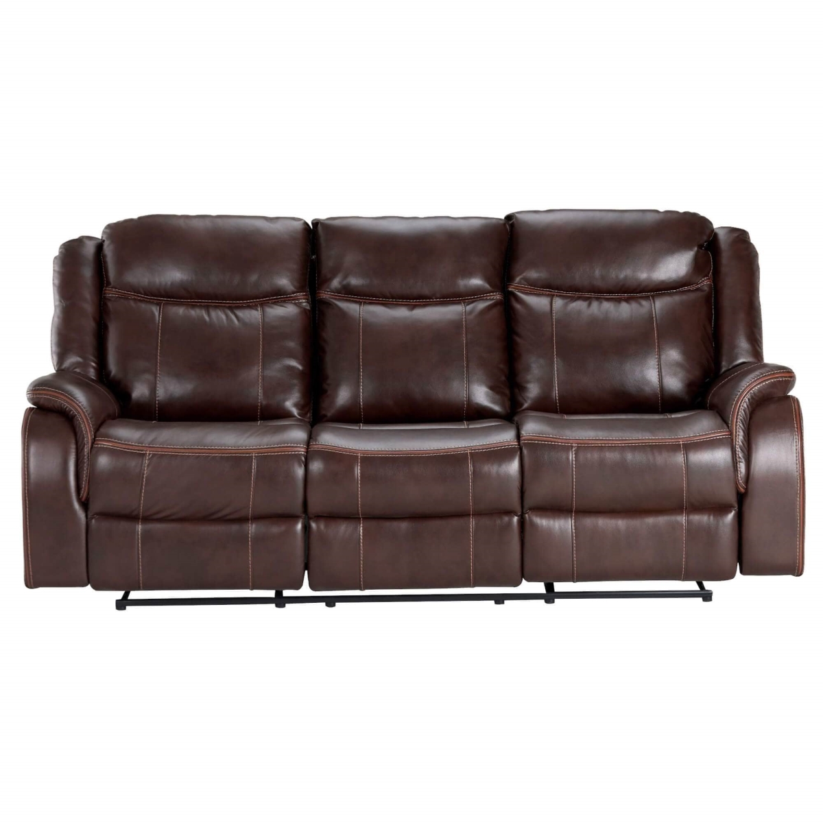 86 in. Avant Dual Reclining Sofa with Drop Down Console USB 2 Outlets & Cupholders - Brown - Faux Leather