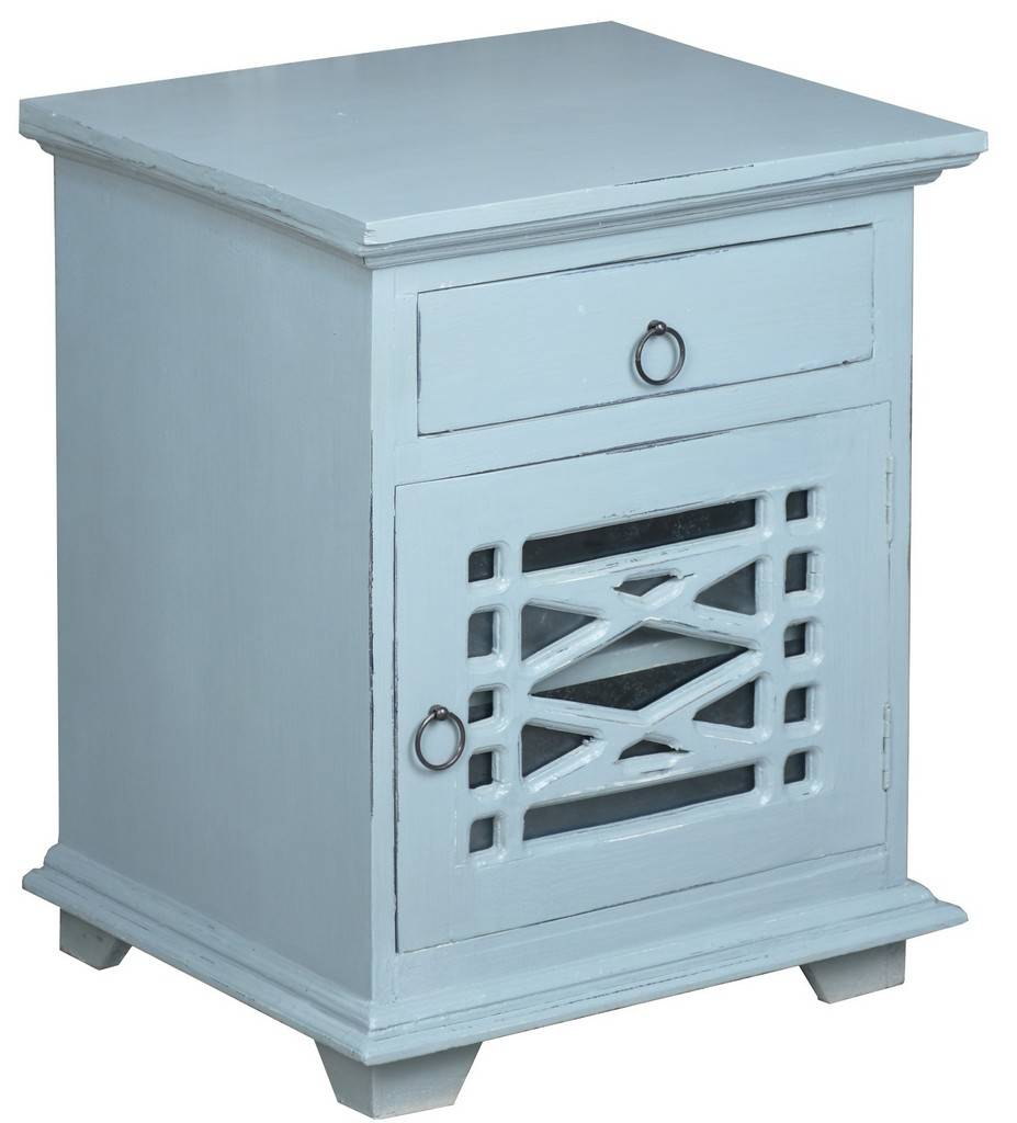 CC-TAB808TLD-BB Cottage Solid Wood Side & Night Table, Distressed Beach Blue