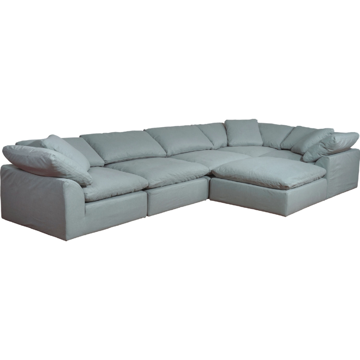 Modular L-Shape Sectional Sofa - Ocean Blue - 6-Piece Set - Washable Performance Fabric