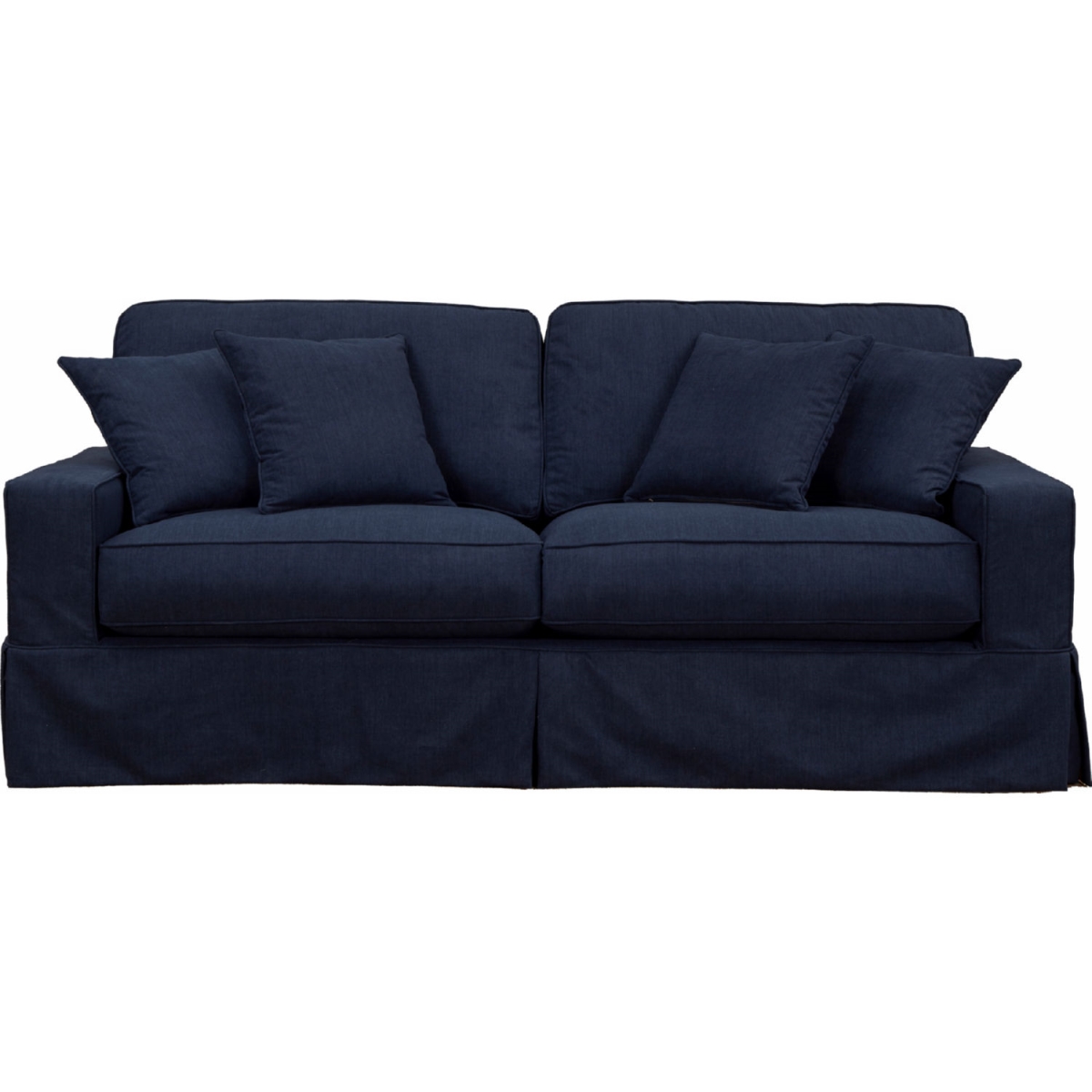 Americana Box Cushion Slipcovered Sofa with Stain Resistant Performance Fabric, Navy Blue