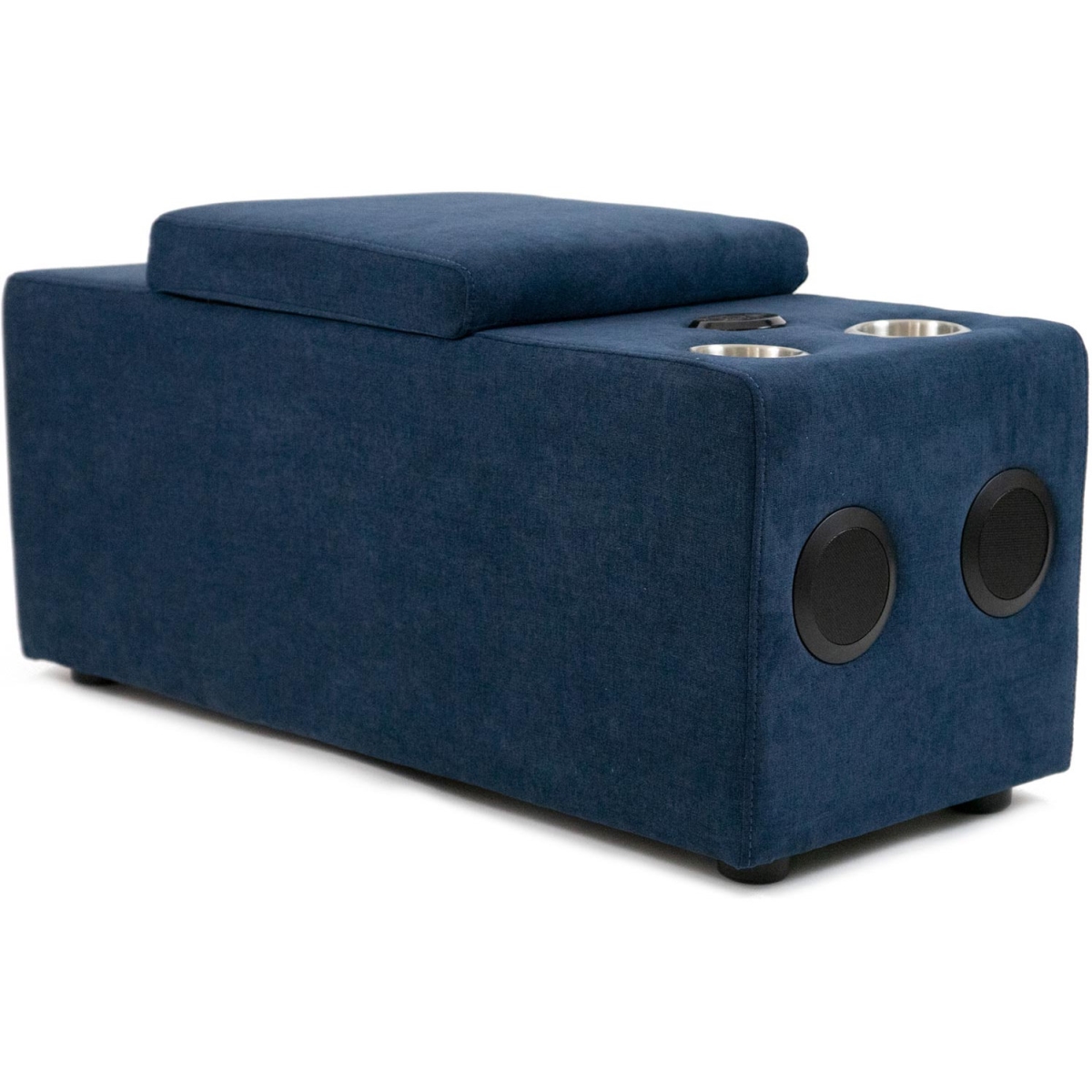 Picture of Sunset Trading SU-UPX1671005MNW Pixie Speaker Console with Fabric Modular Voice Bluetooth USB Outlets Storage Cupholders&#44; Navy Blue