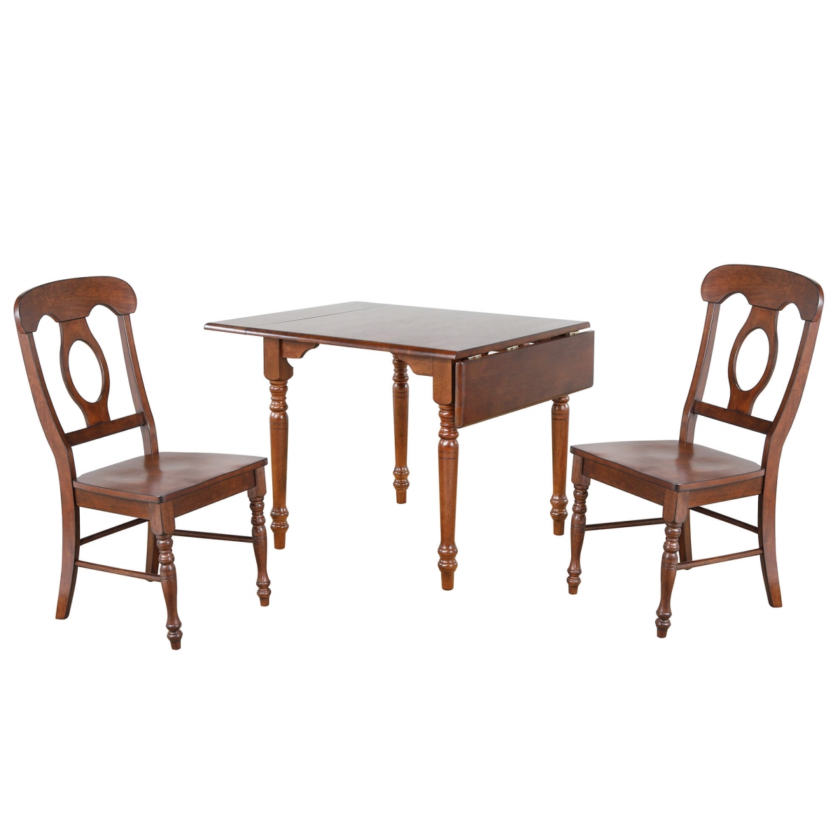 48 in. Andrews Rectangular Dining Set with Two Napoleon Chairs, Chestnut Brown Wood - 3 Piece