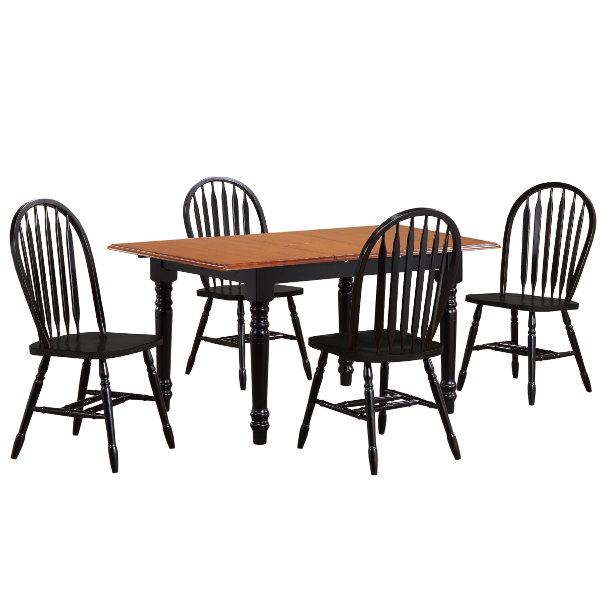 60 in. Selections Wood Rectangular Extendable Dining Set, Antique Black & Cherry - 5 Piece