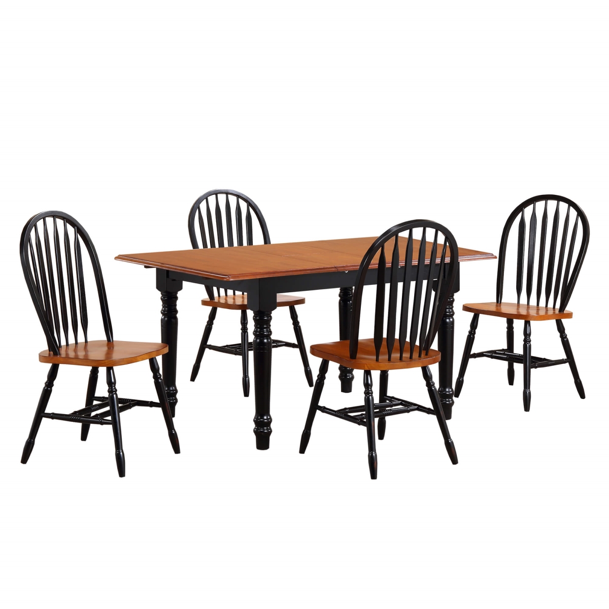 PK-TLB3660-820-BCH5P 60 in. Selections Rectangular Extendable Dining Set with Arrowback Chairs, Cherry & Antique Black Wood - 5 Piece
