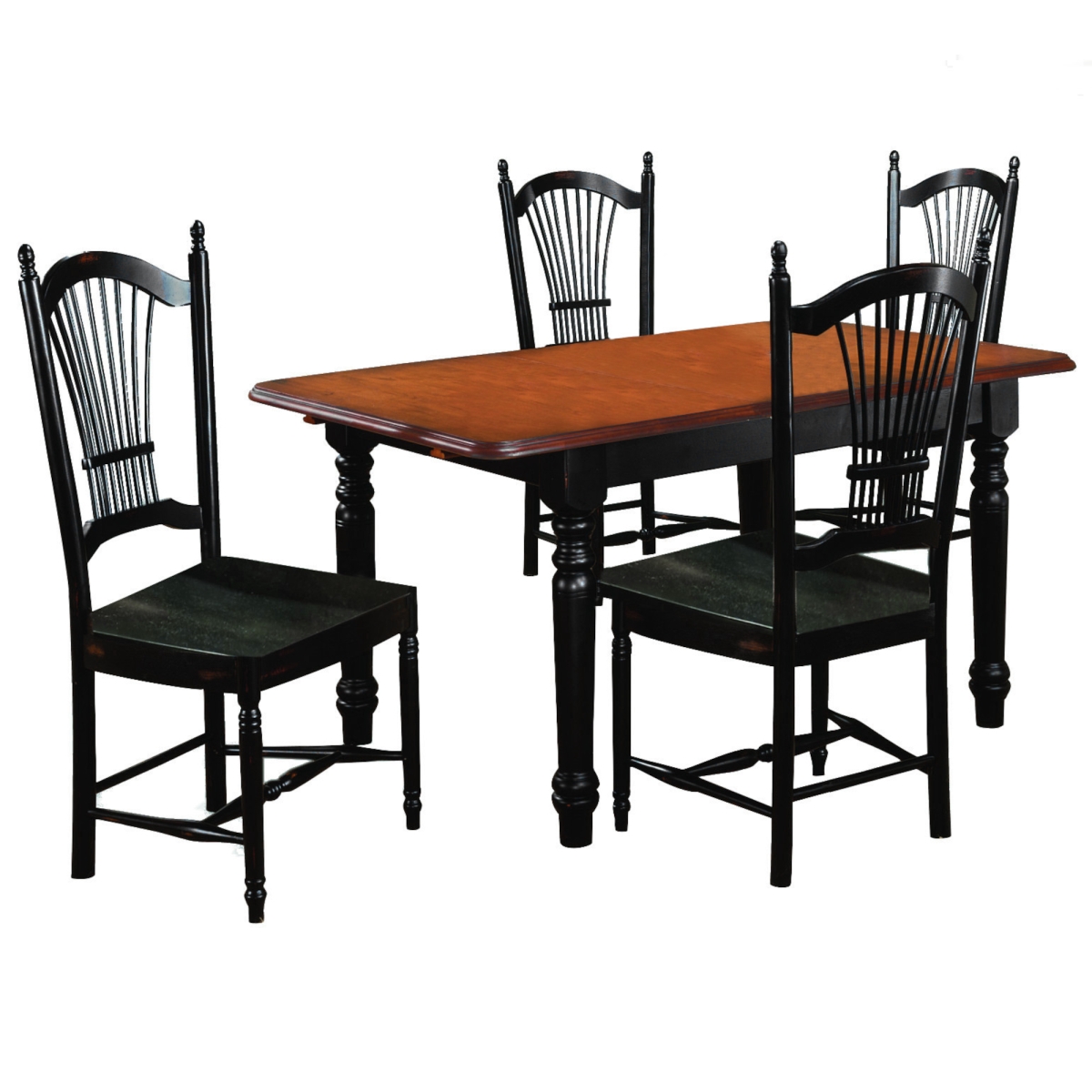 PK-TLB3660-C07-AB5P 60 in. Selections Wood Rectangular Extendable Dining Set, Antique Black & Cherry - 5 Piece