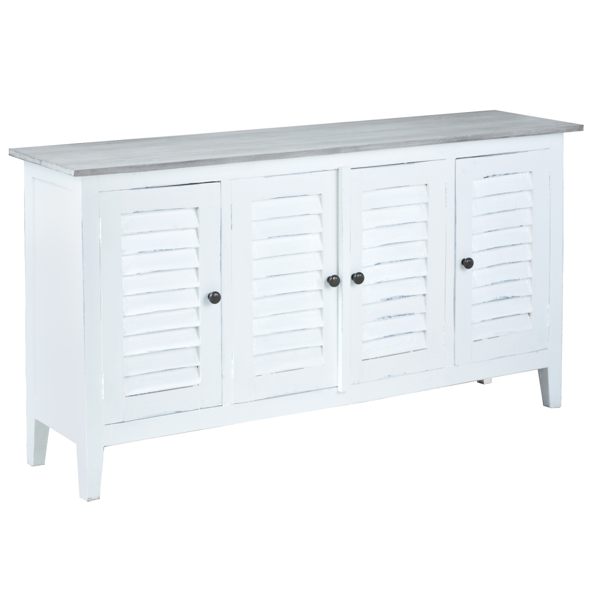 Picture of Sunset Trading CC-CAB1748TLD-WWSW 59 in. Cottage Hutter Door Credenza - Distressed White & Gray