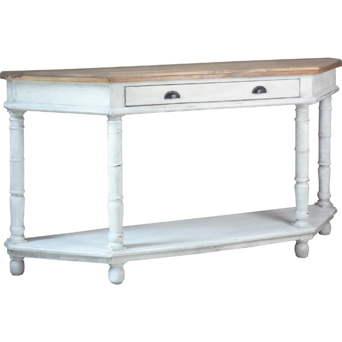 CC-TAB241TLD-VWSV 72 in. Cottage Display Table - Vintage White & Salvage Brown -  Sunset Trading