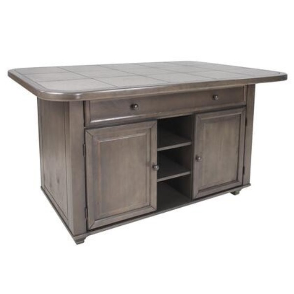 Picture of Sunset Trading CY-KIT2-AG 35.5 x 39 x 62.5 in. Shades of Gray Kitchen Island - Weathered Grey with Greystone Tile Top