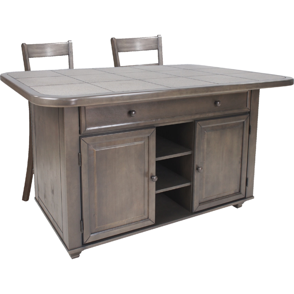 Picture of Sunset Trading CY-KIT2-B200-AG3P 1.5 x 62.5 x 39 in. Shades of Gray Kitchen Island Set - Weathered Gray - 3 Piece