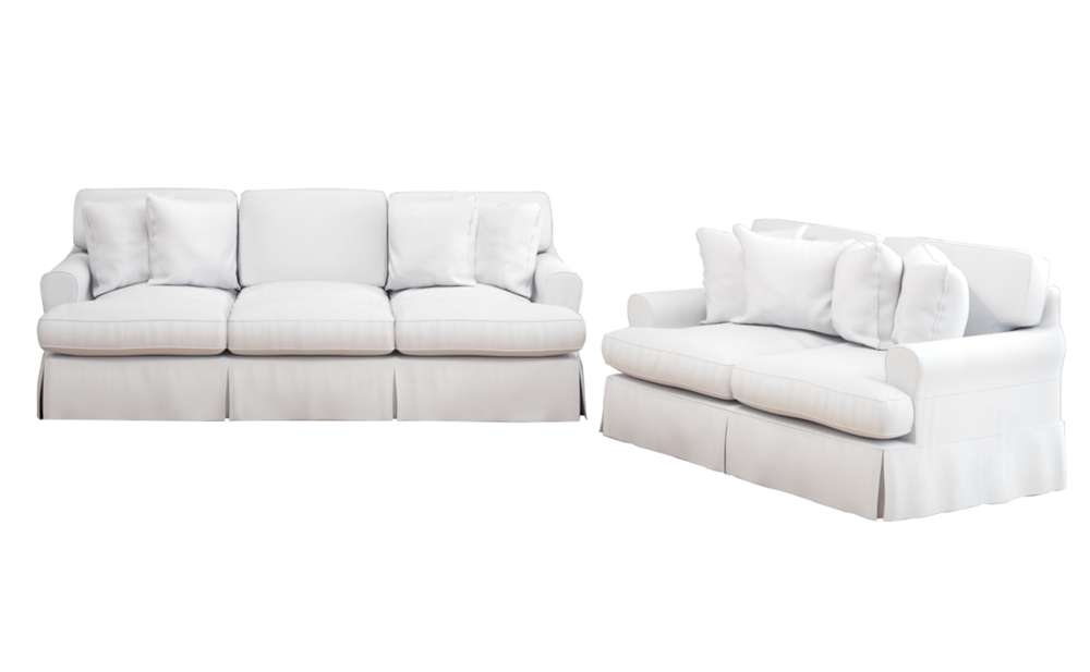 36 x 60-85 x 38-39 in. Horizon Slipcovered Living Room Set - White - 2 Piece