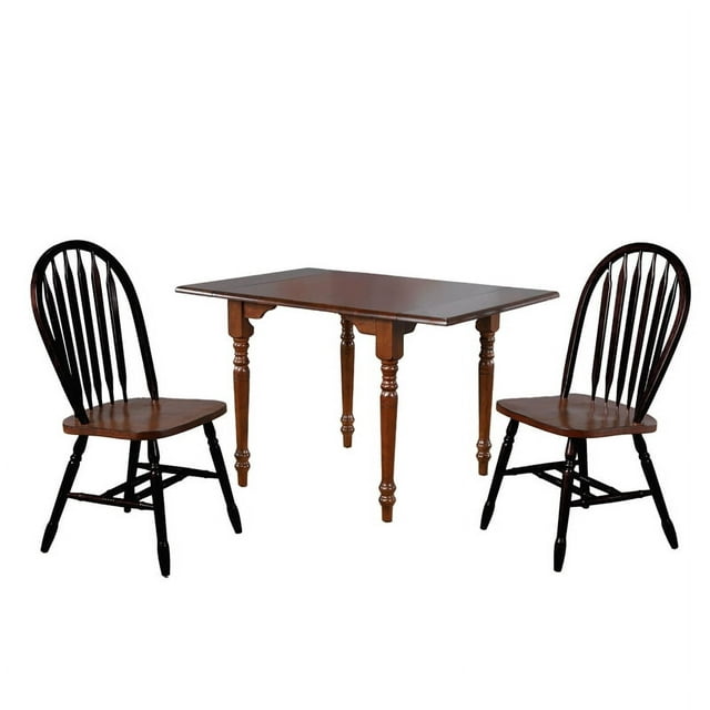 PK-3448CT-820CM-BCH3P 34-48 in. Rectangular Expandable Solid Wood Dining Set, Chestnut Brown & Antique Black - 3 Piece