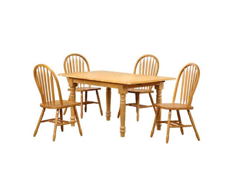 48-60 in. Selections Wood Rectangular Extendable Dining Set, Light Oak - 5 Piece