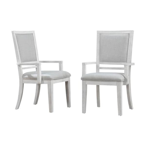 Picture of Sunset Trading AG-638-906-2 Dover Dining Chair with Arms&#44; Cerused White Oak Wood - Set of 2