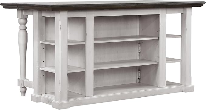 French Chic 71in. Dropleaf Kitchen Island - Walnut Brown - Expandable Design