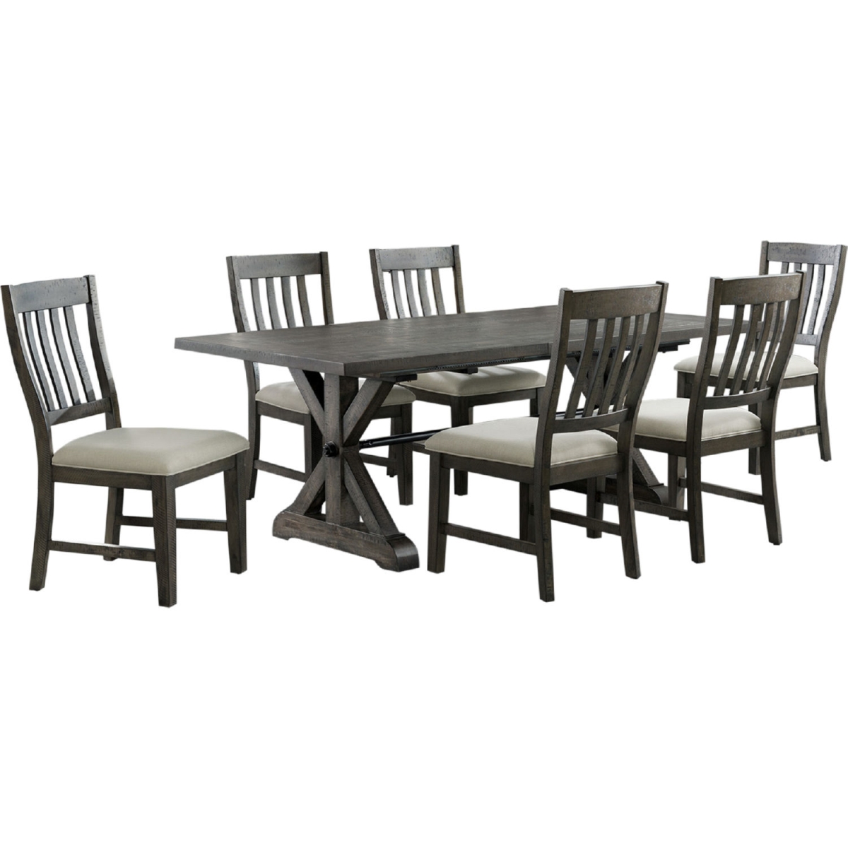 ED-SK100-170-7P Trestle 7 Piece Dining Set, Gray