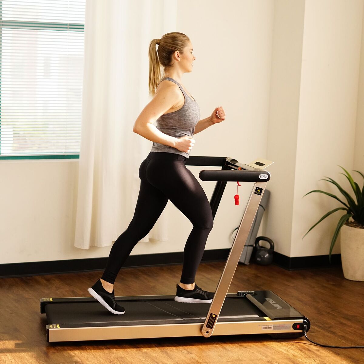 Picture of Sunny Health & Fitness 8730G Asuna Slim Folding Motorized Treadmill Trainer