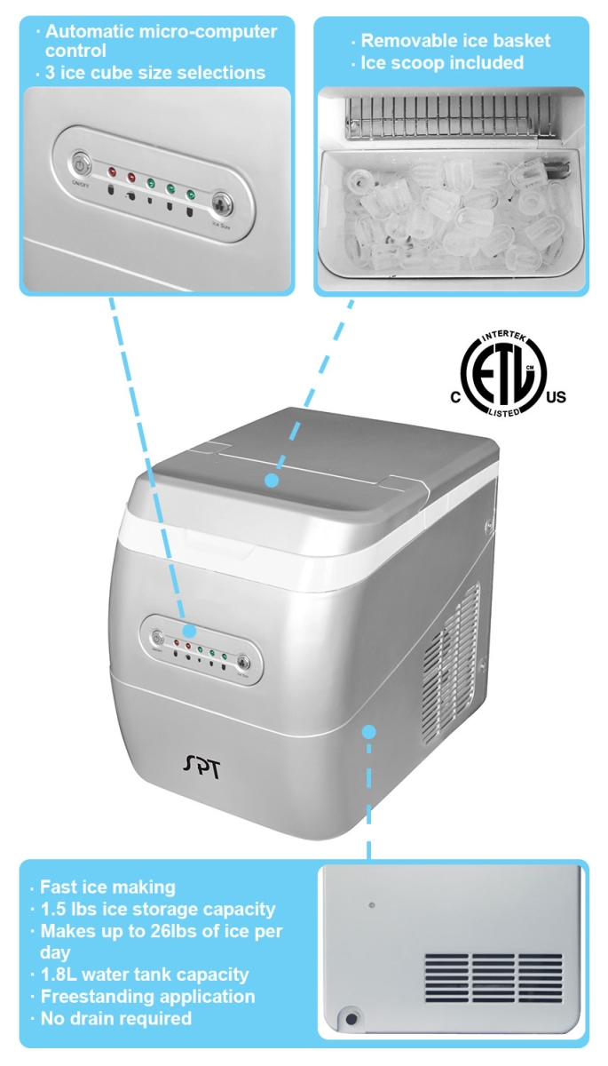 Picture of Sunpentown IM-123SA Portable Ice Maker, Silver