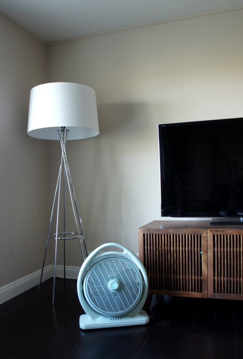14-Inch Box Fan - Light Olive Green - Modern Design - 3 Speed Settings