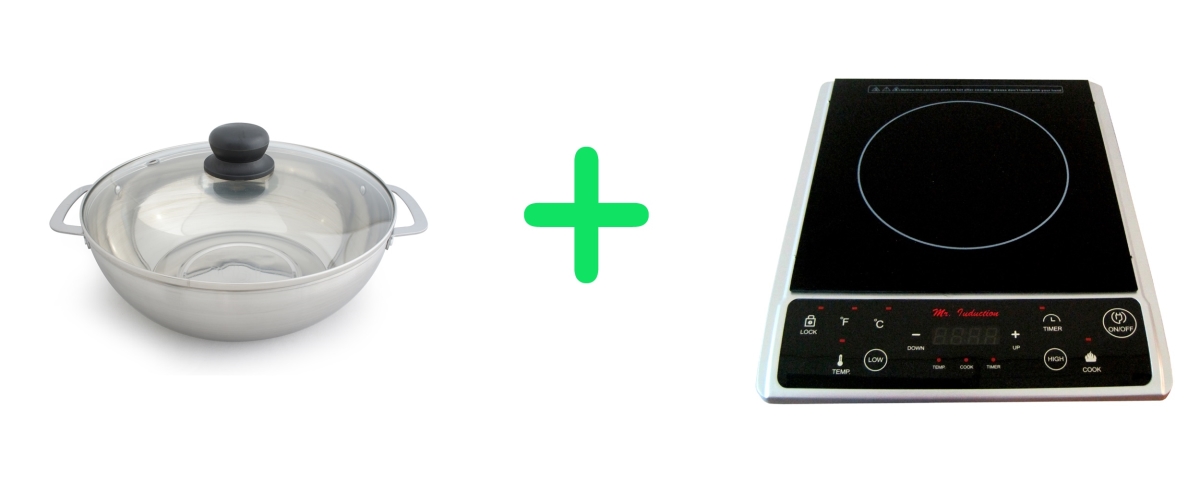 Picture of Sunpentown SR-964TS-42BA 1300W Combination of Induction Cooktop & Stainless Steel Pot, Silver