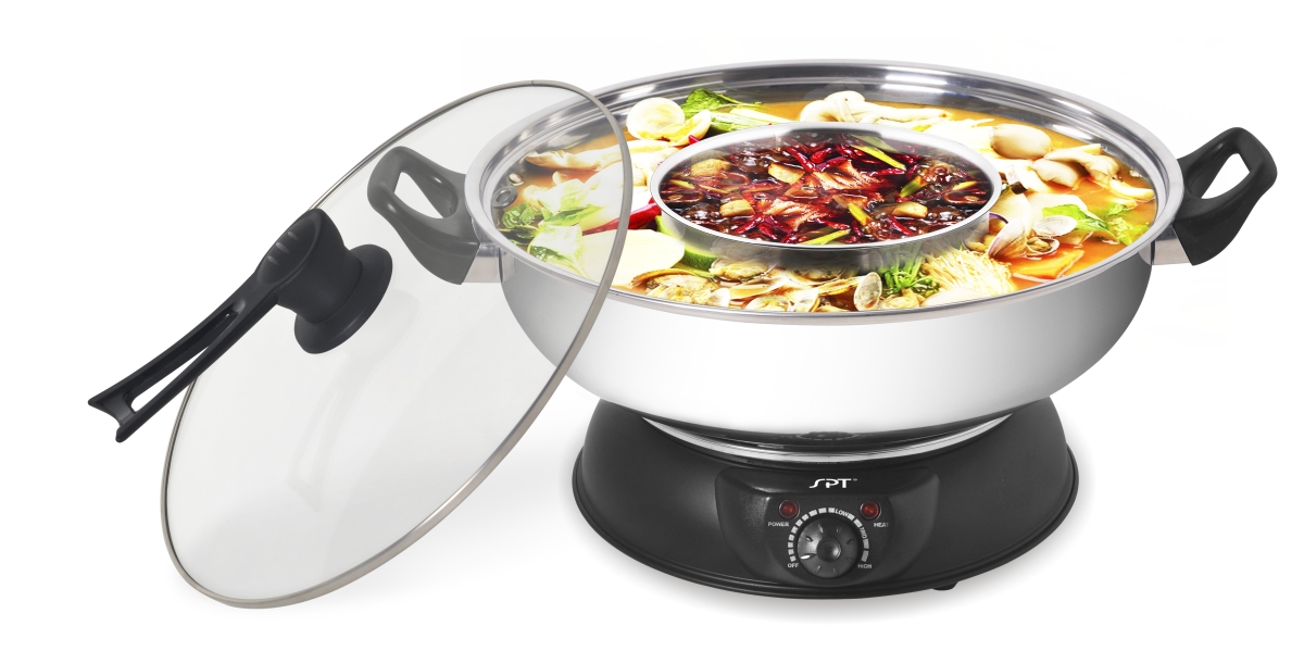 Picture of Sunpentown SS-303B Electric Shabu Pot, 5-Quart - Stainless Steel & Black - 120V