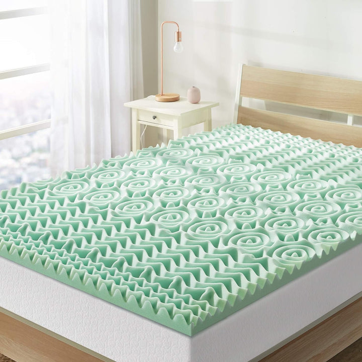 2 in. Aloe Vera 7 Zone Memory Foam Mattress Topper, Green - Full Size
