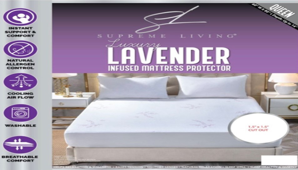 Picture of Supreme Living MP41692 Lavender Infused Mattress Protector - Queen Size