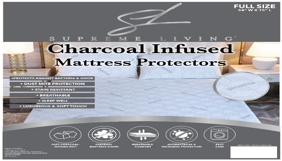Picture of Supreme Living MP41744 Charcoal Infused Mattress Protectors - Queen Size