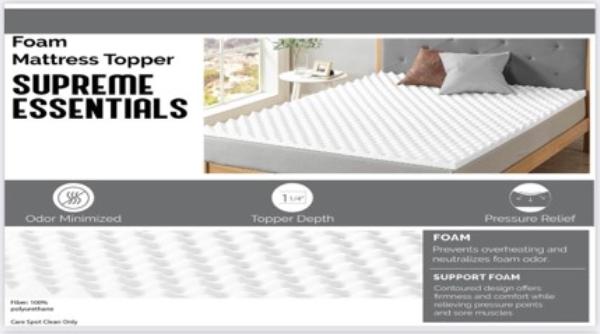 Picture of Supreme Living QN41874 1.25 in. Foam Topper - Queen Size