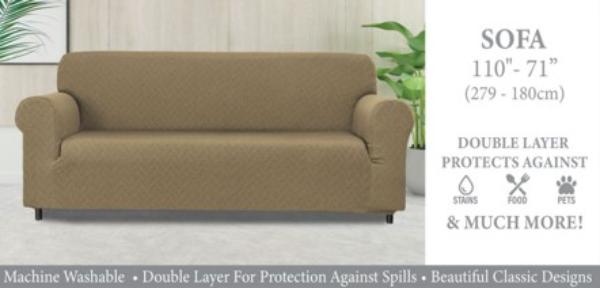 LS41894 Double Layer Loveseat Slipcover - Taupe