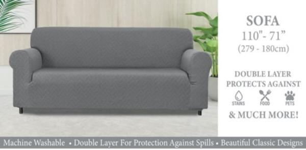 LS41896 Double Layer Loveseat Slipcover - Gray