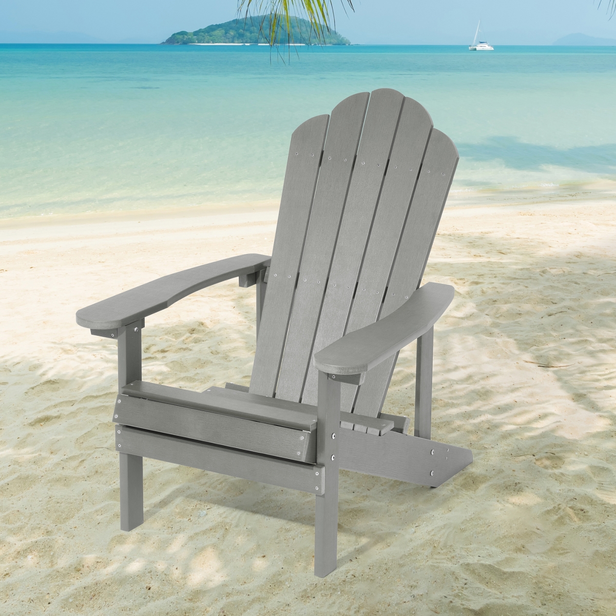 Picture of SANLUCE UN-SM-39-LY Light Gray Weather Resistant Plastic Adirondack Chair