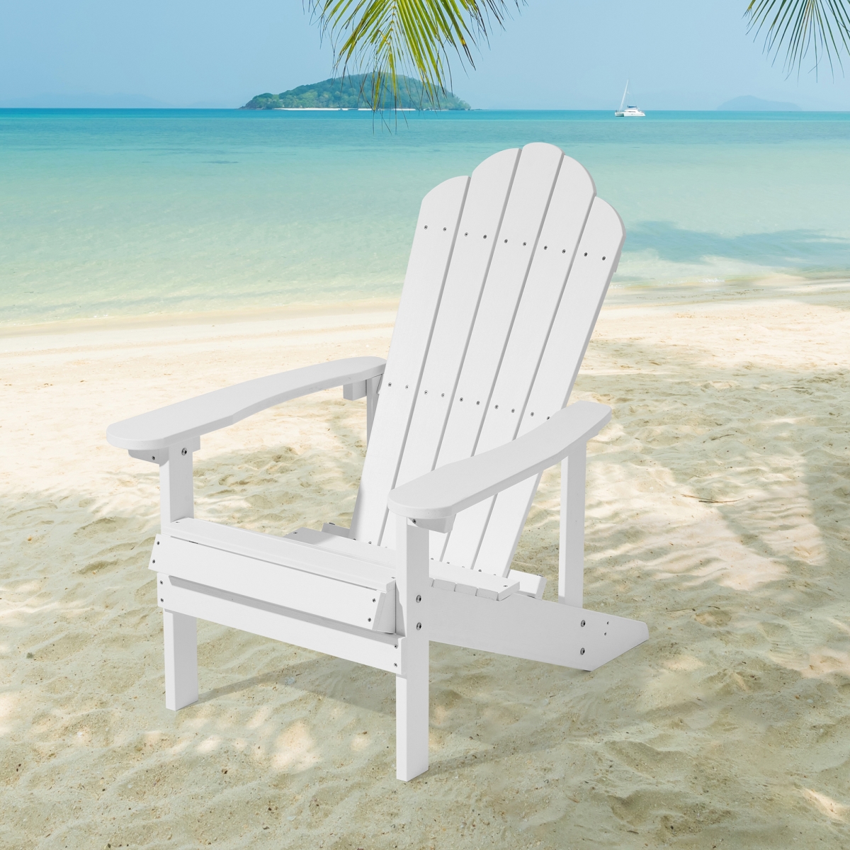 Picture of SANLUCE UN-SM-36-WH White Weather Resistant Plastic Adirondack Chair