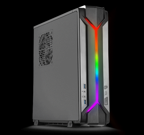 Slim Mini-ITx Case with RGB Light Strip, White