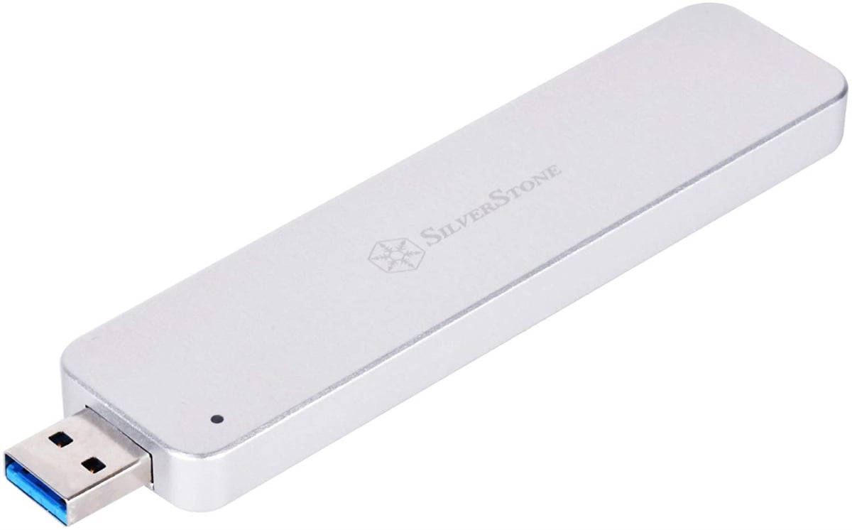 MS09S M.2 SATA SSD to USB 3.1 Generation 2 Enclosure with Retractable Aluminum USB Type-A Housing in Silver