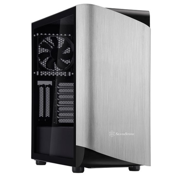 SilverStone Technology SEA1SB-G 470 mm Seta A1 ATX Mid-Tower Case with Aluminum Bezel & Steel Chassis, Silver & Black