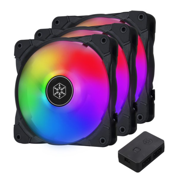 Picture of SilverStone Technology AB120I-ARGB-3PK 120 x 25 mm Air Blazer 120i Lite Brilliant 3-in-1 Addressable RGB Fan Pack with Controller&#44; Black & Translucent - Pack of 3