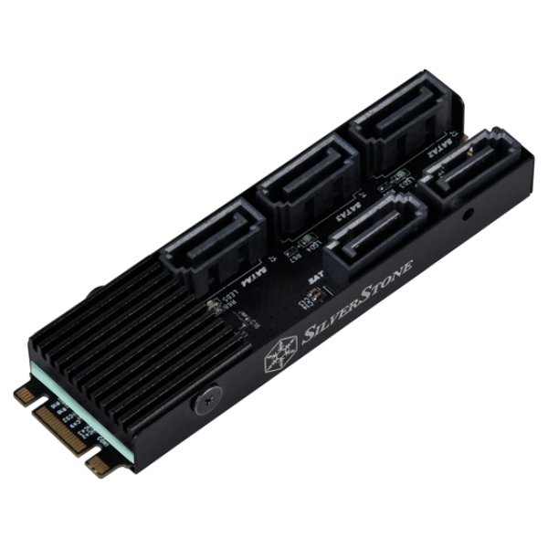 SilverStone Technology ECS07 5-Port SATA Gen3 6 Gbps Non-Raid M.2 PCIe Storage Expansion Card