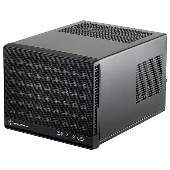 Silver Stone Technologies SG13B-Q Mini-DTX; Mini-ITX Small Form Factor Computer Case with Faux Aluminum Front Panel Cases - Black