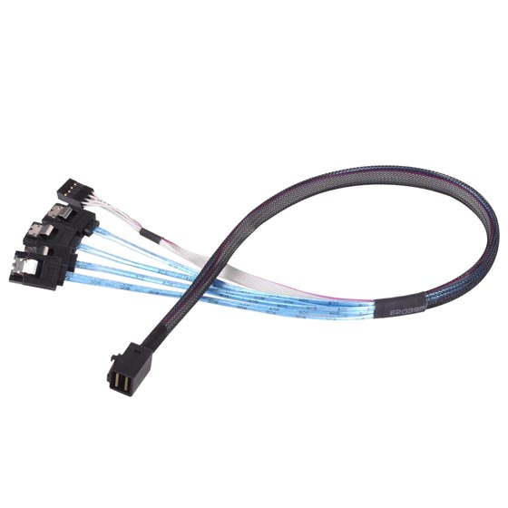 12GB Mini SAS HD SFF-8643 to SATA 7 Pin Sideband Cable - 0.5m