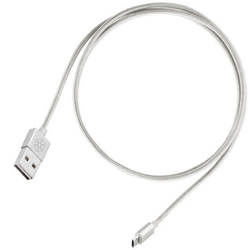 Reversible USB-A to Reversible Micro-B Cable - Silver